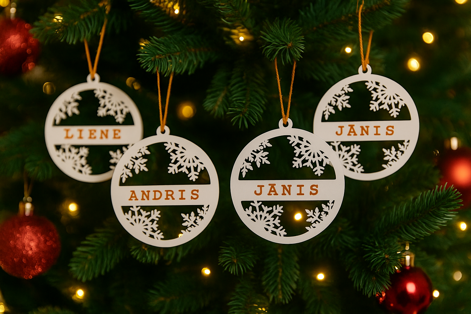 Personalised Snowflake Christmas Ornament with Name – 7 cm, Includes Festive Hook