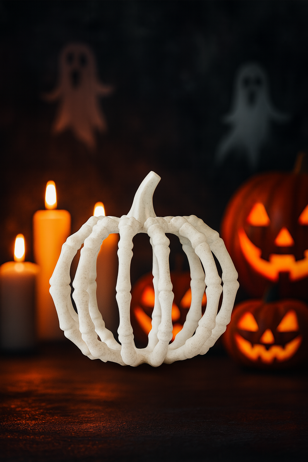 💀🎃 Bone Lattice Pumpkin – Halloween Decoration