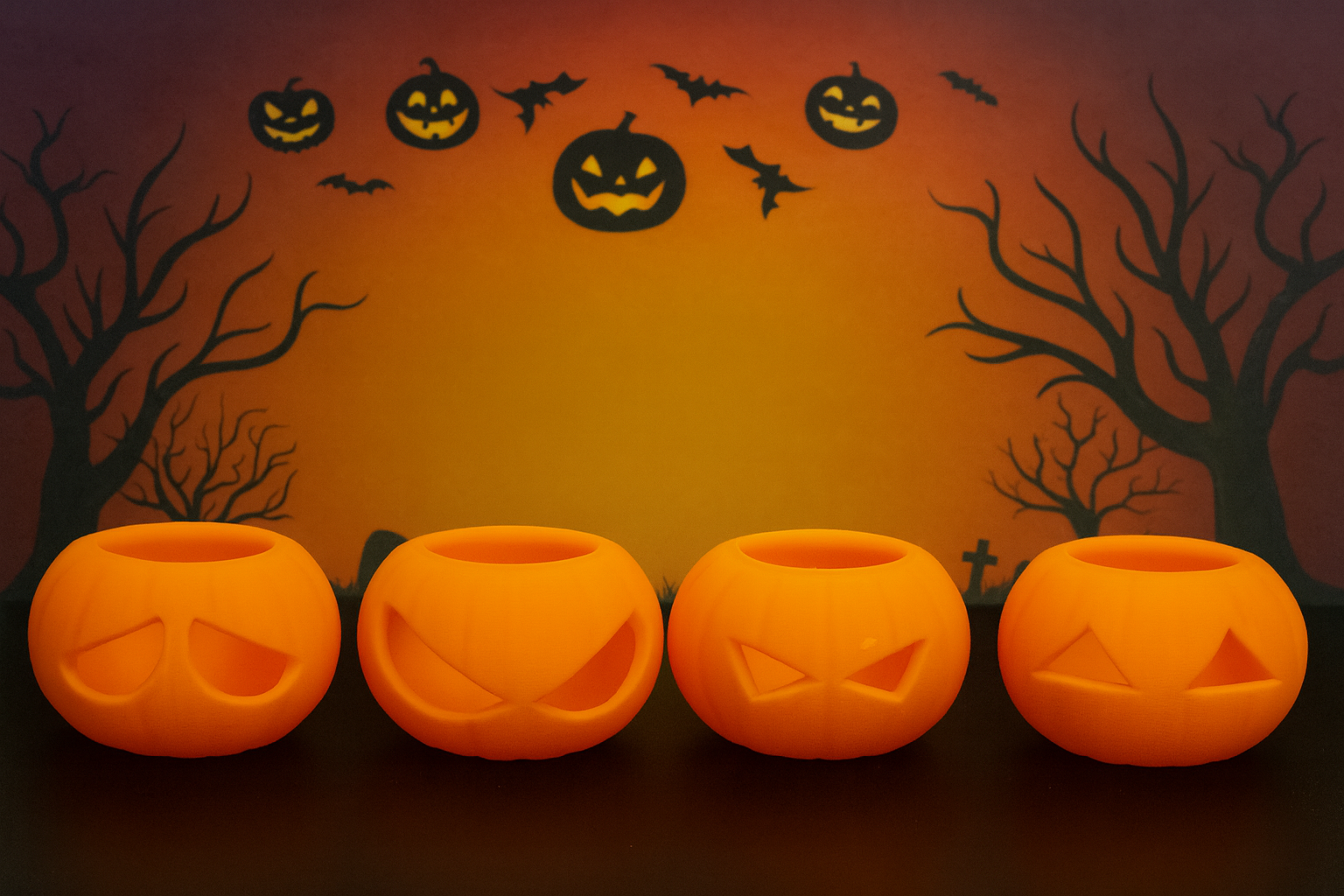🎃 Emotional Pumpkins Halloween Decoration – Festive Set of 4