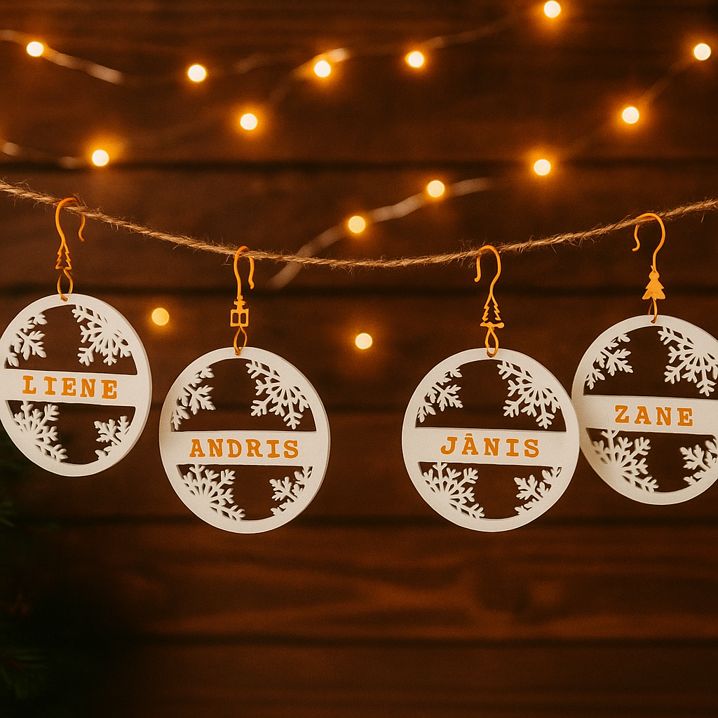 Personalised Snowflake Christmas Ornament with Name – 7 cm, Includes Festive Hook