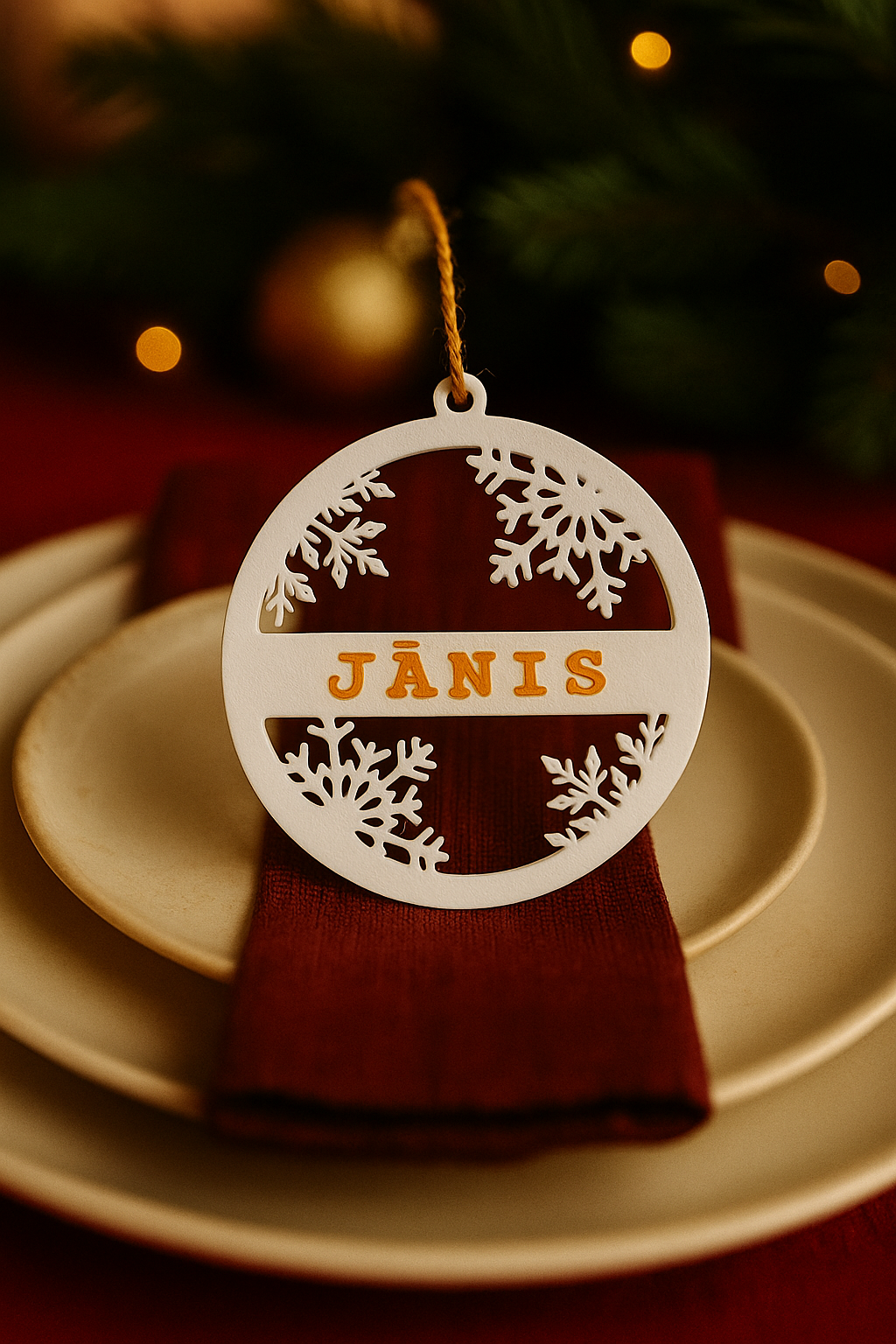 Personalised Snowflake Christmas Ornament with Name – 7 cm, Includes Festive Hook