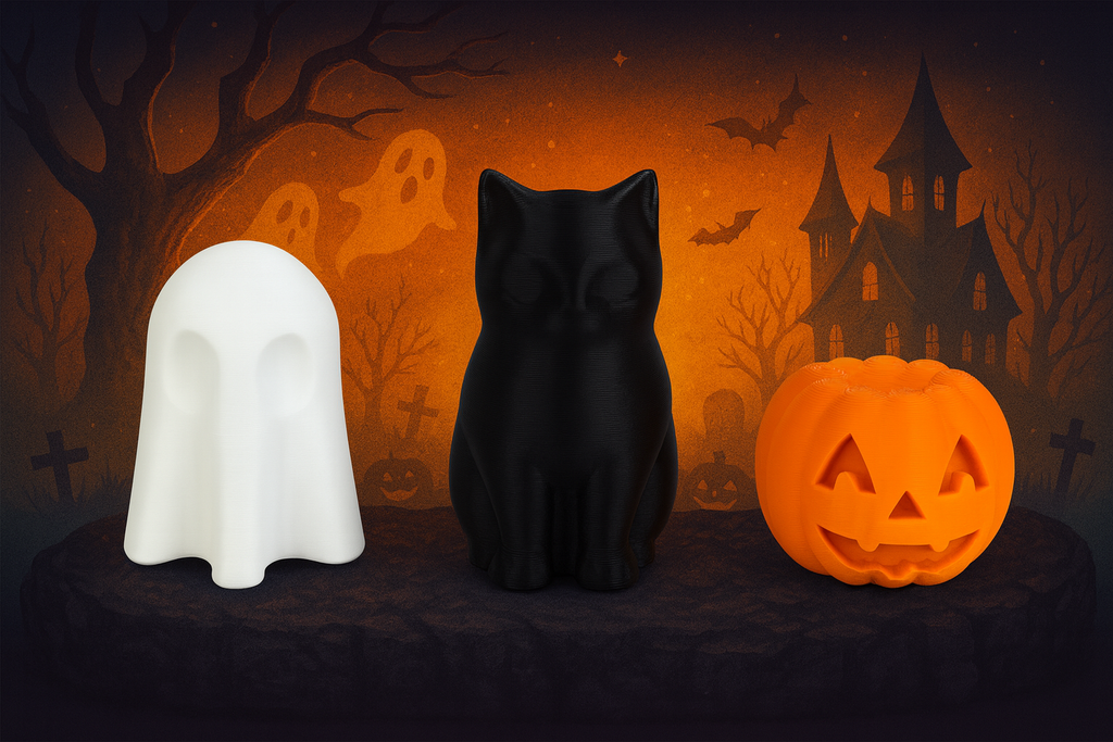 🖐️🎃 Halloween Finger Figurines Set – Pumpkin, Ghost & Cat