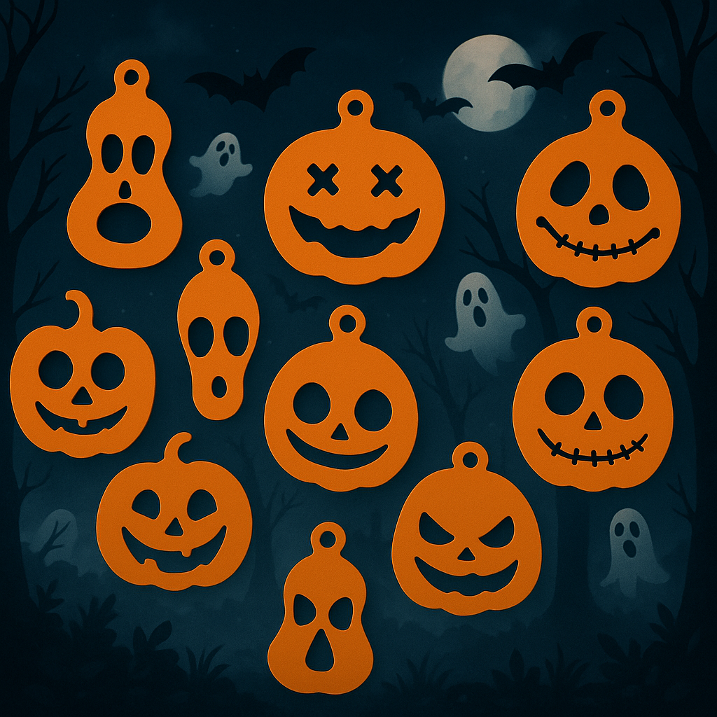 🎃 Halloween Keychains – Set of 8 Jack O’ Lanterns