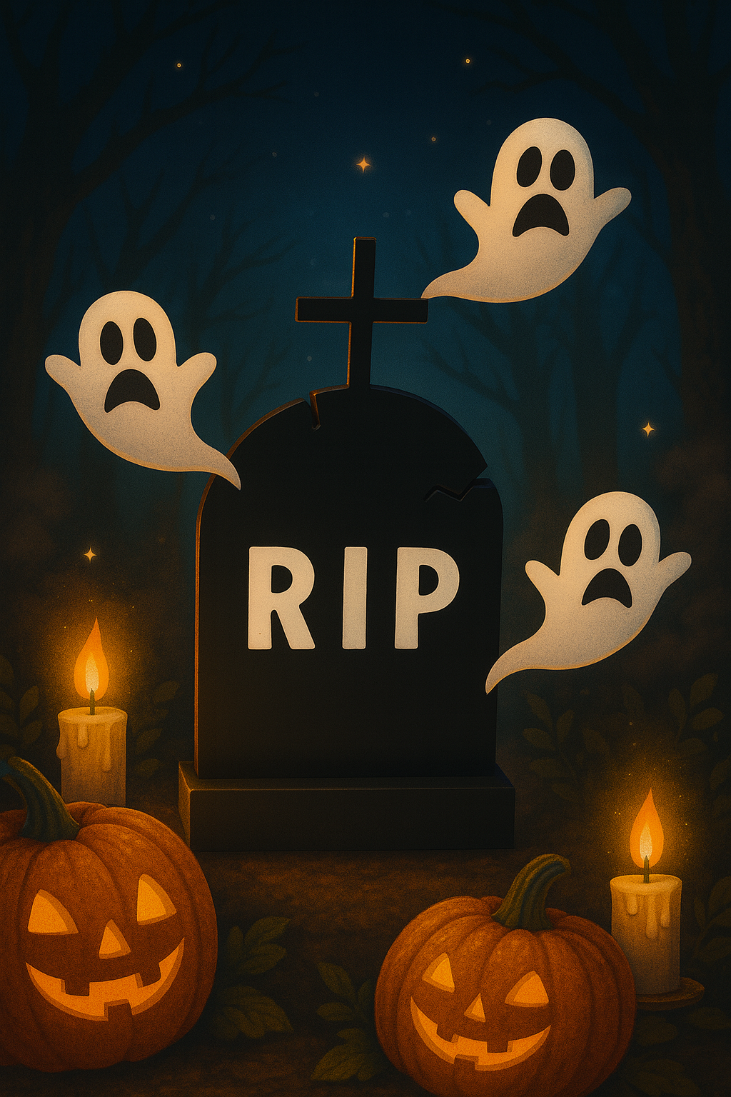 👻 Halloween RIP Tombstone with Ghosts – Decoration