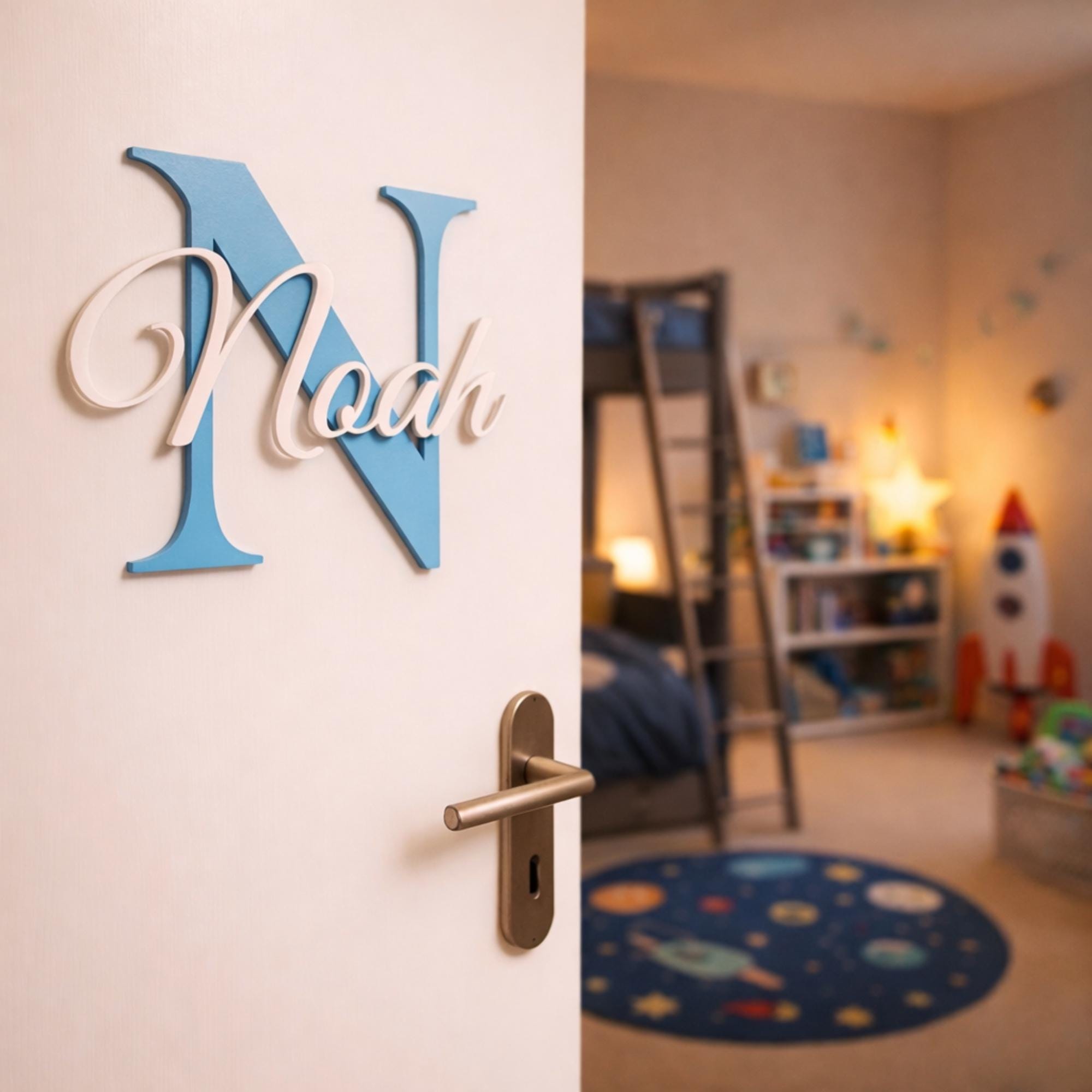 Personalized Nursery Name Sign with Initial