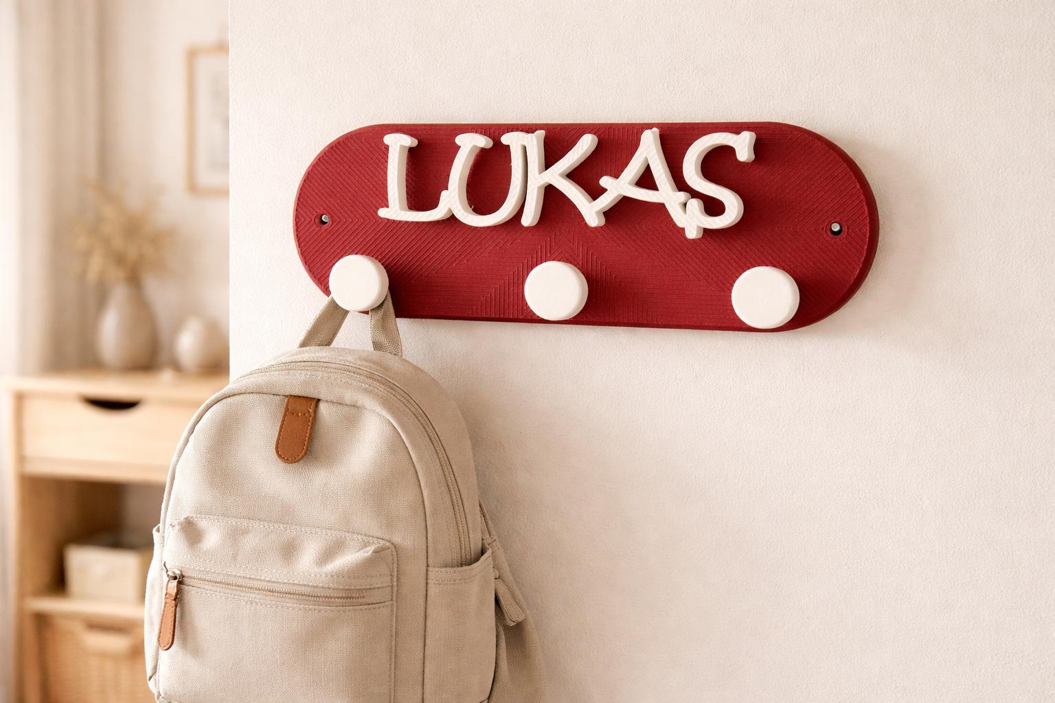 Personalized Backpack Wall Hook with Name