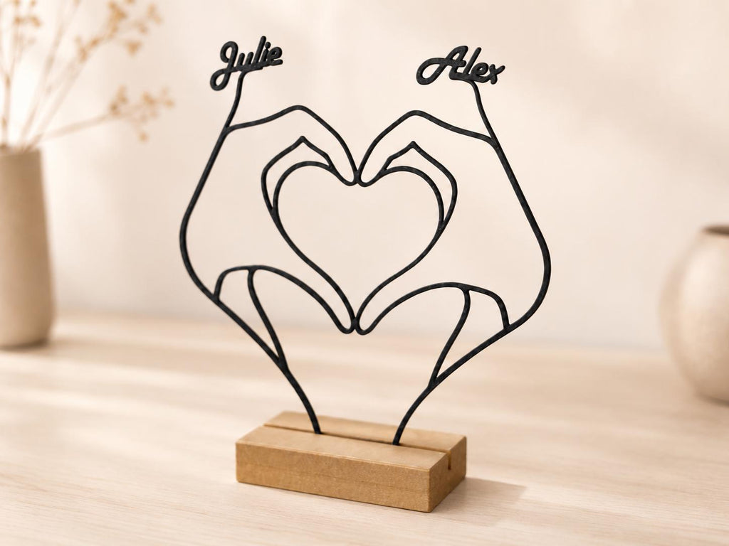 Personalized Couple Hands Heart Stand