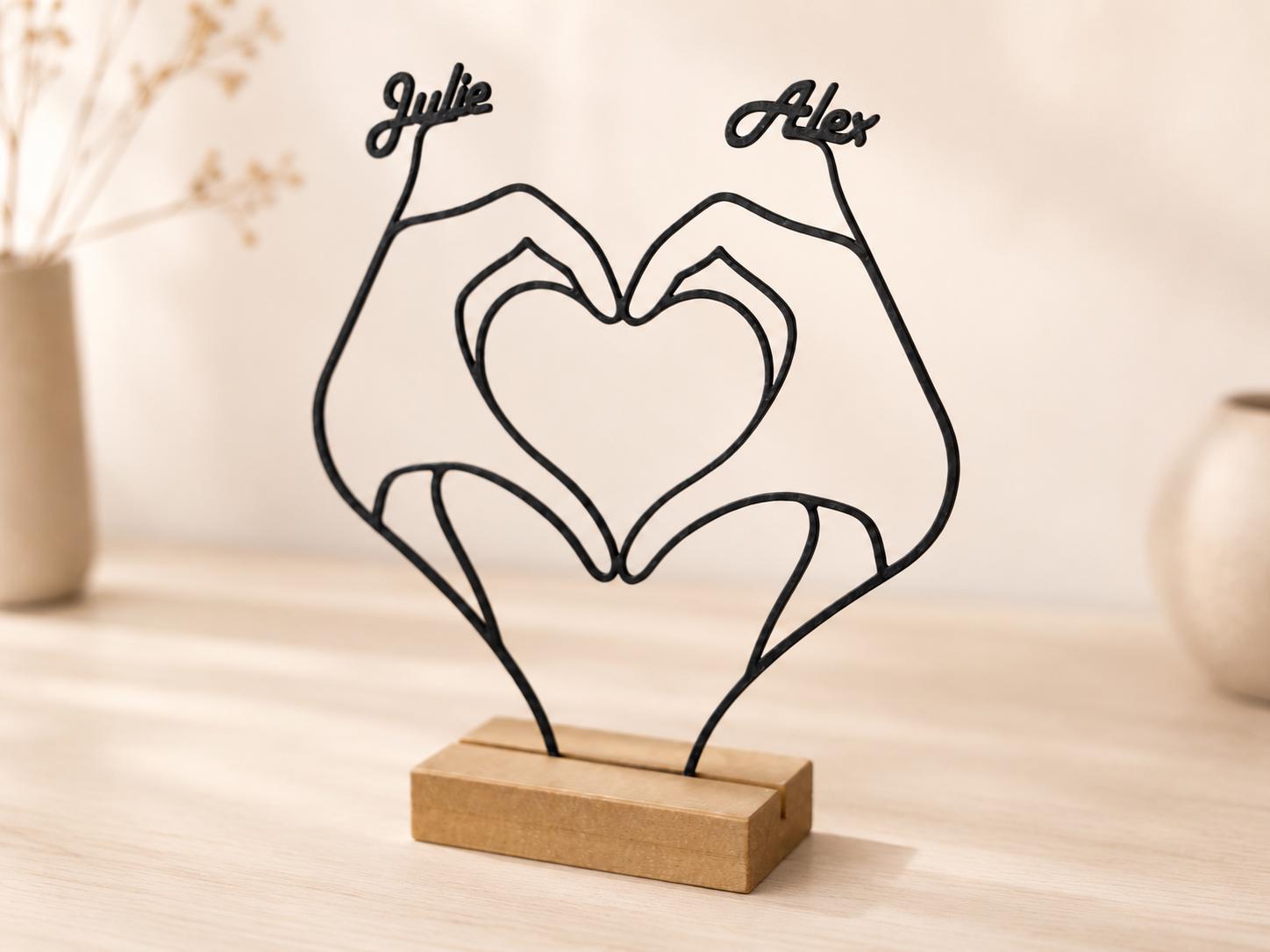 Personalized Couple Hands Heart Stand