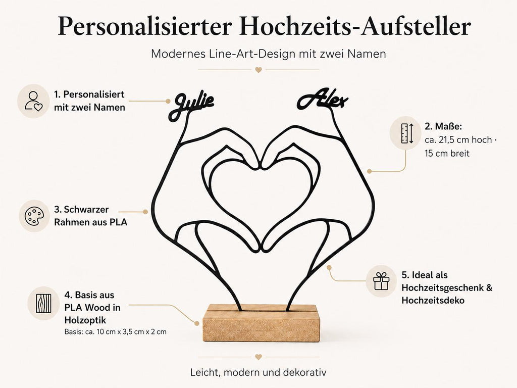 Personalized Couple Hands Heart Stand – detail view 2