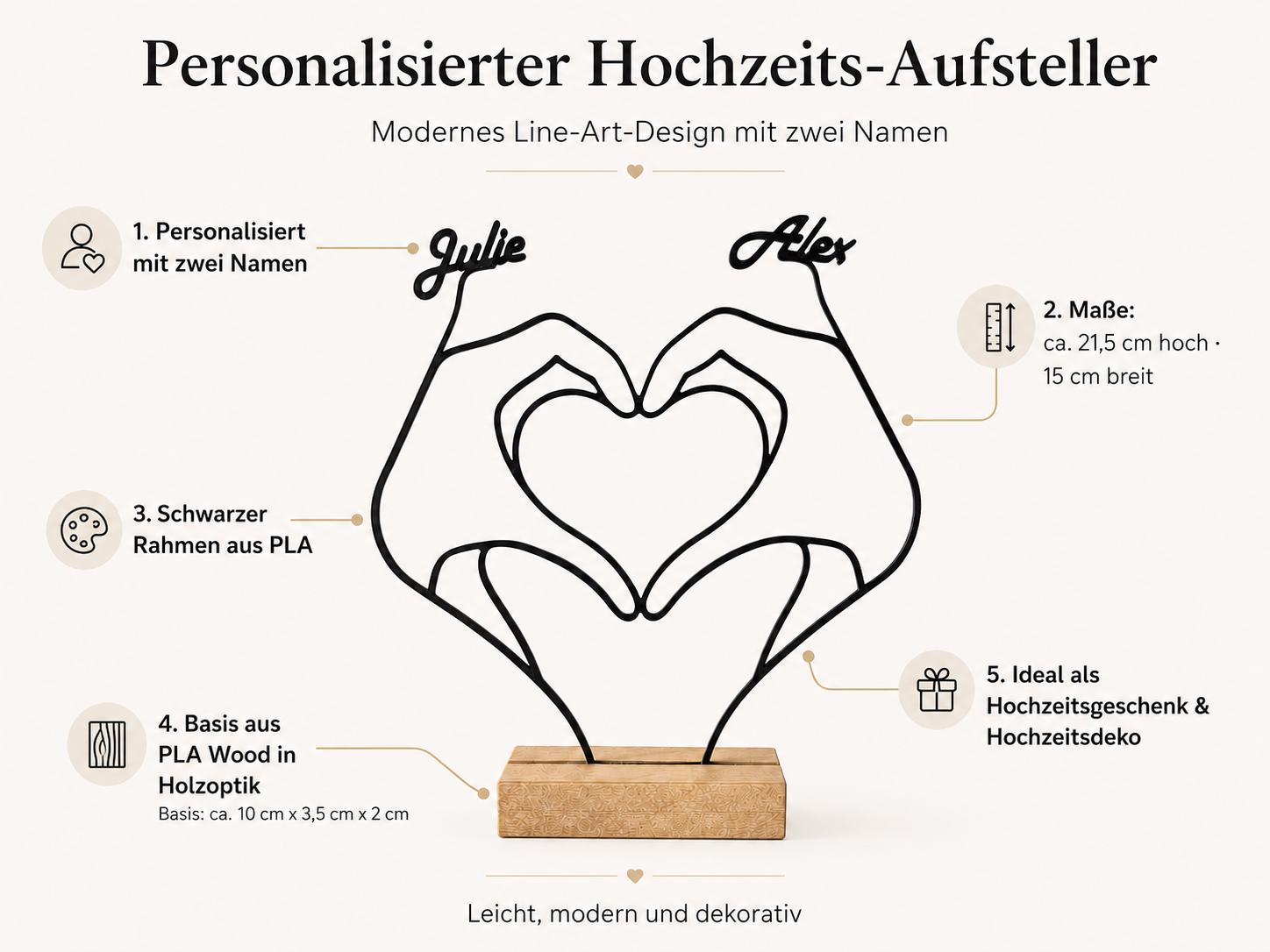 Personalized Couple Hands Heart Stand – detail view 2