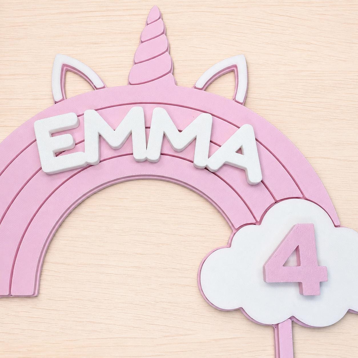Personalized Unicorn Rainbow Cake Topper