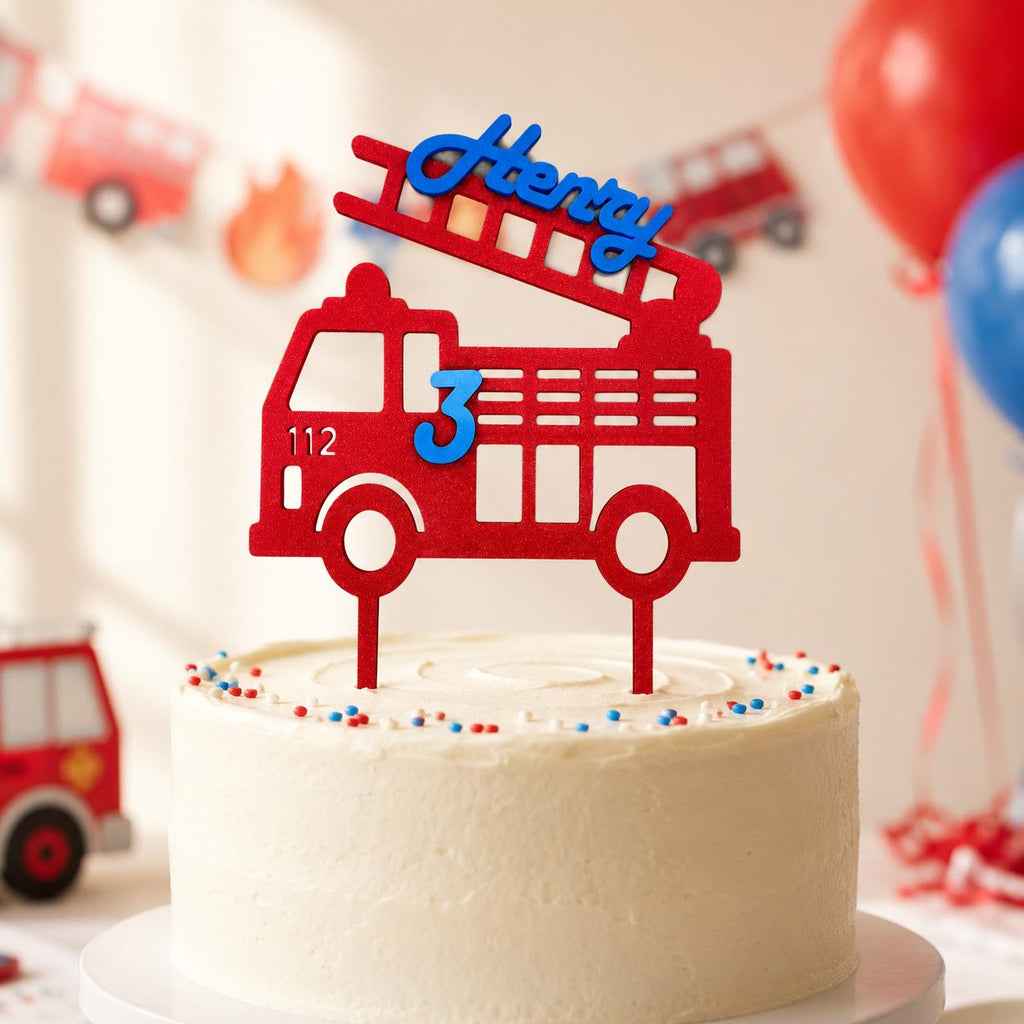 Personalized Fire Truck Cake Topper