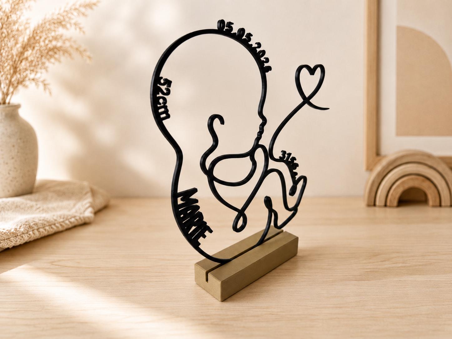 Personalized Baby Birth Details Name Stand – detail view 5