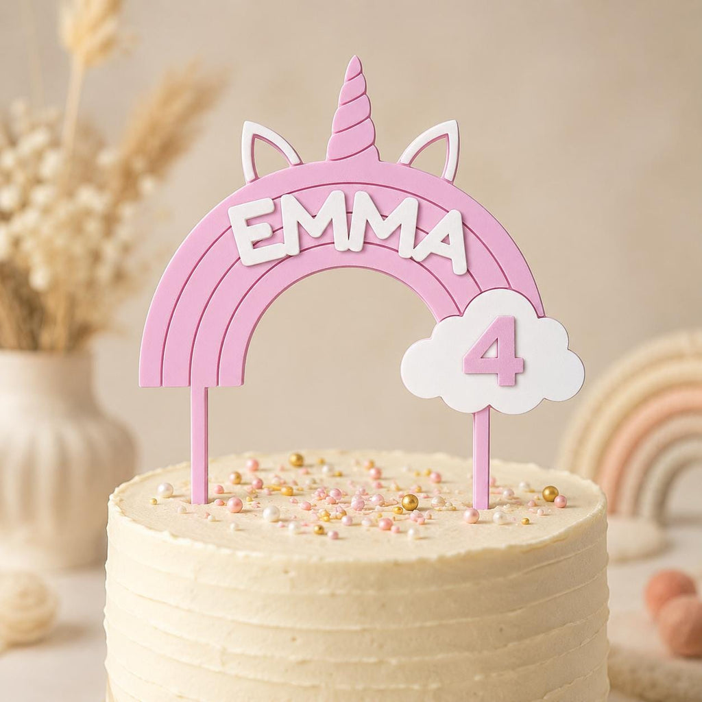 Personalized Unicorn Rainbow Cake Topper
