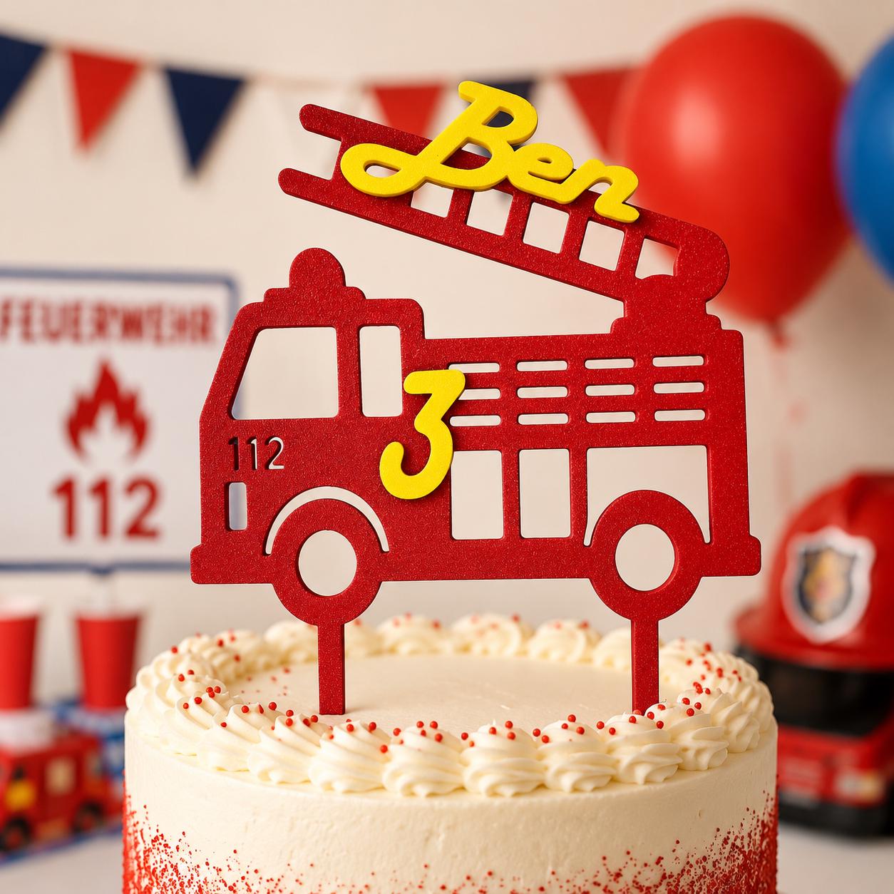 Personalized Fire Truck Cake Topper – detail view 4
