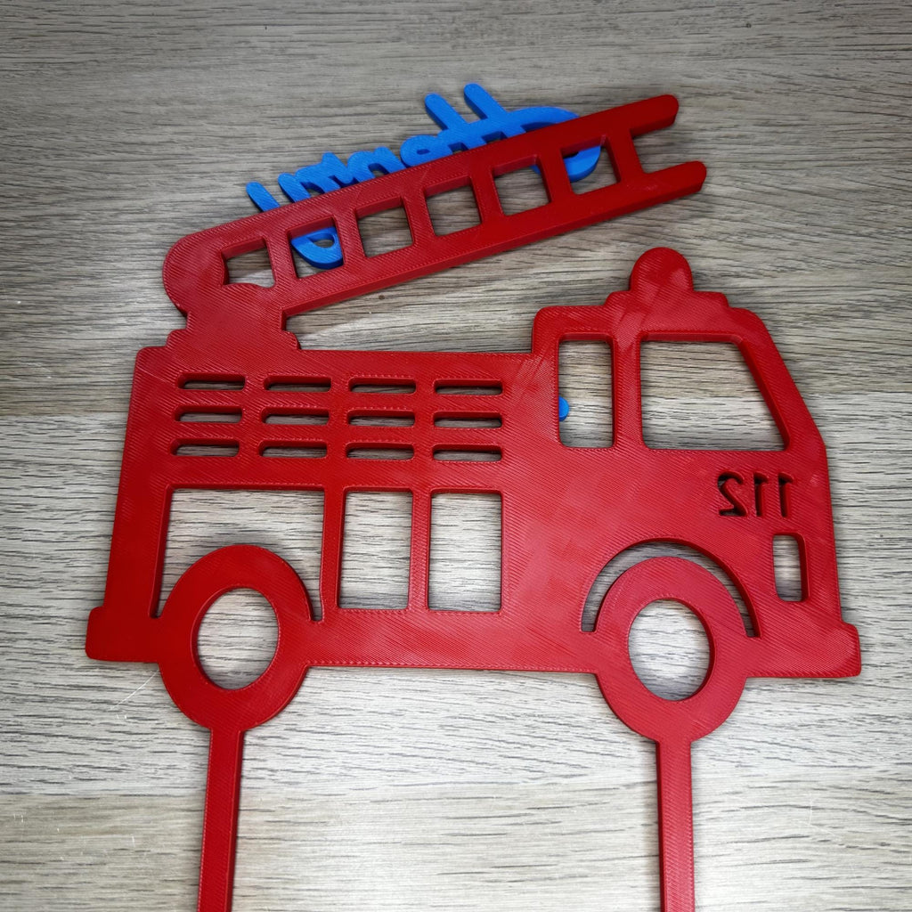 Personalized Fire Truck Cake Topper