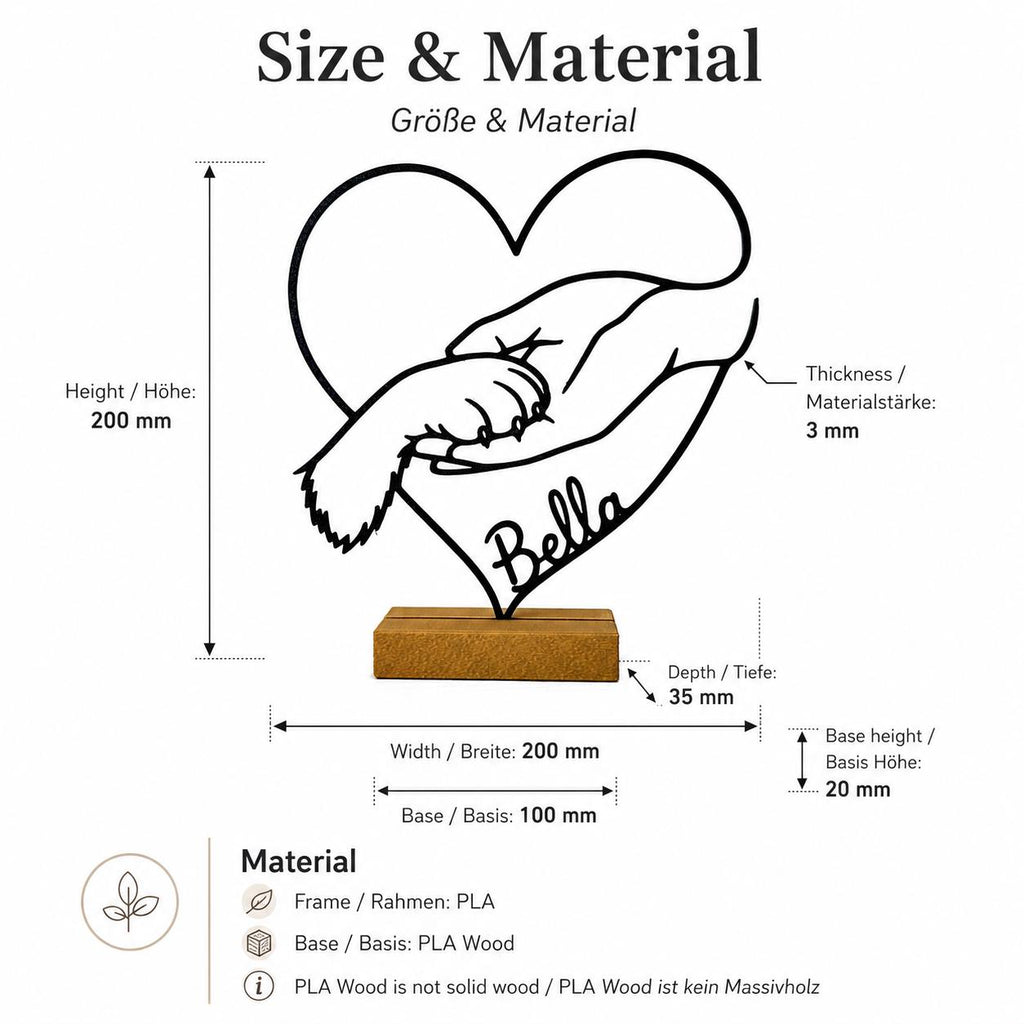 Personalized Dog Paw and Hand Heart Stand – detail view 3