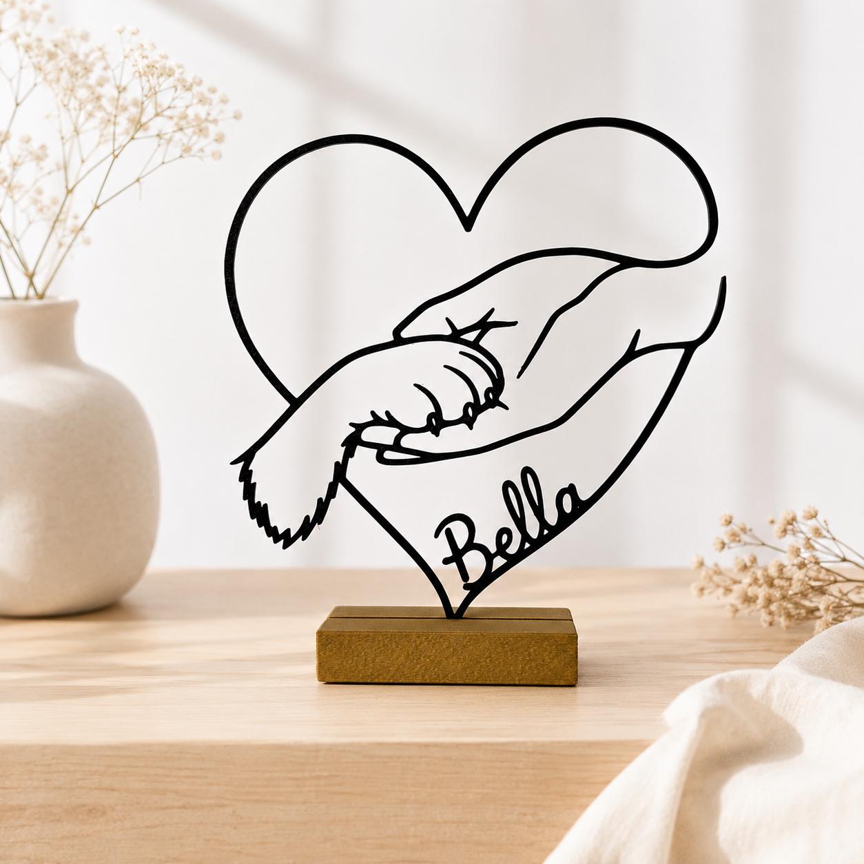 Personalized Dog Paw and Hand Heart Stand