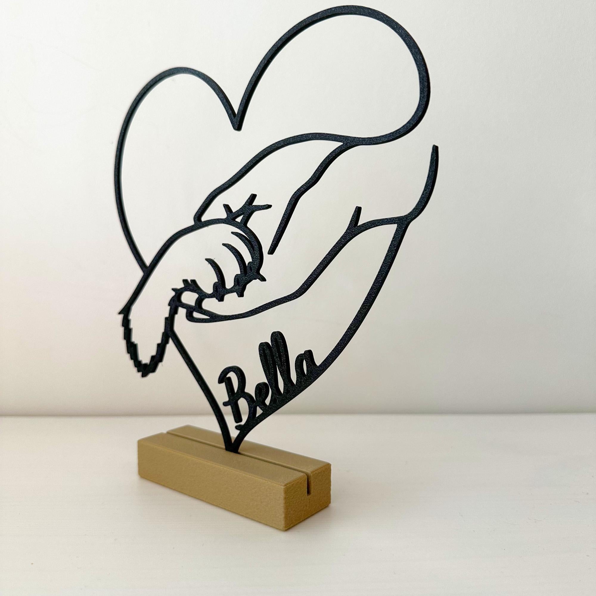 Personalized Dog Paw and Hand Heart Stand – detail view 2