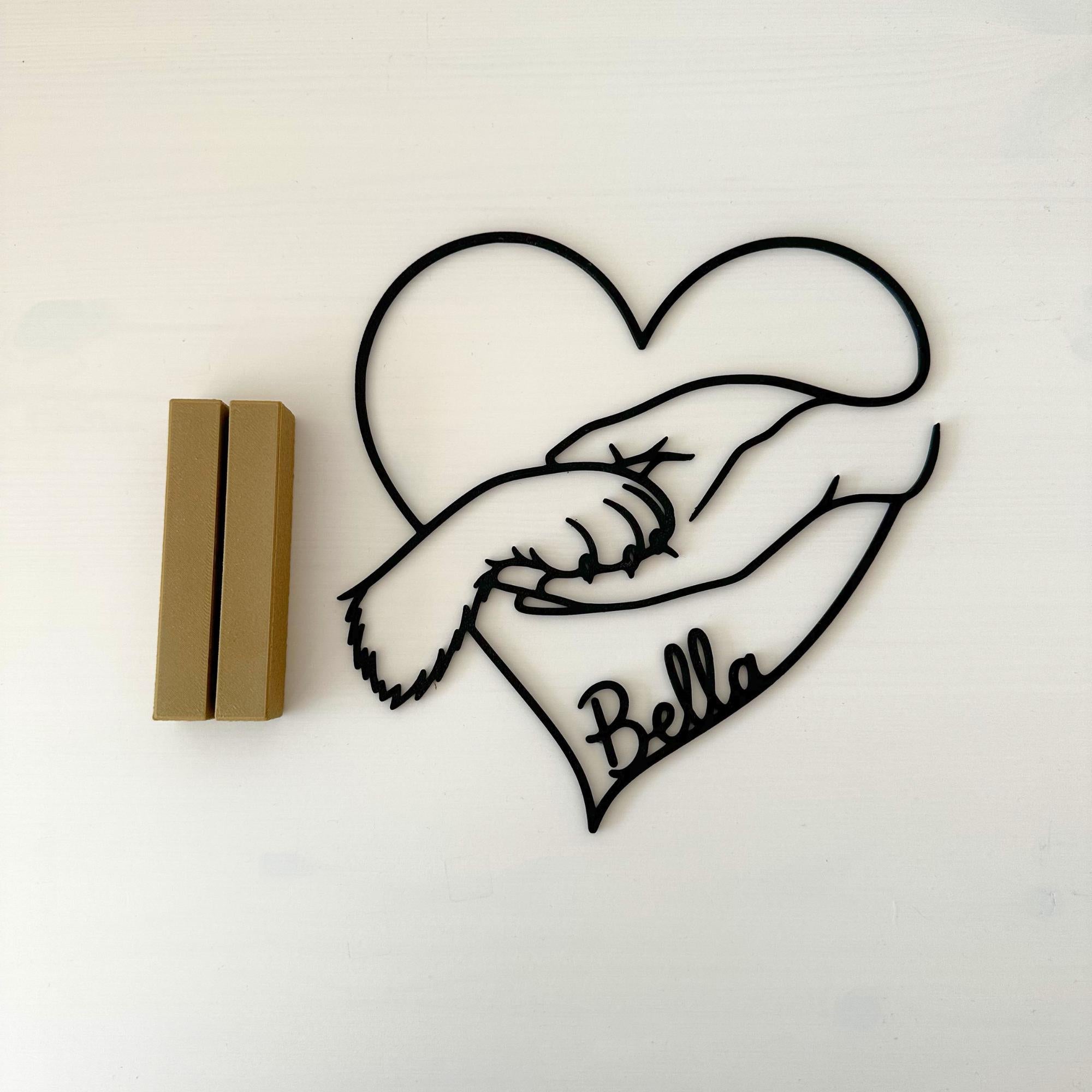 Personalized Dog Paw and Hand Heart Stand – detail view 4