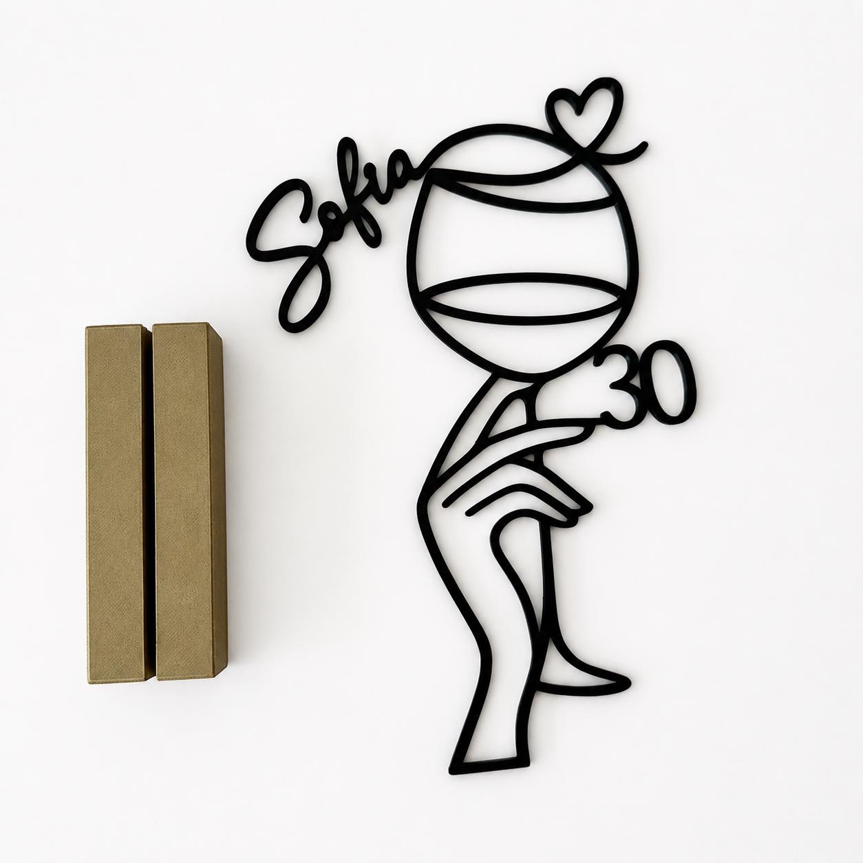 Personalized 30th Birthday Line Art Stand – detail view 4