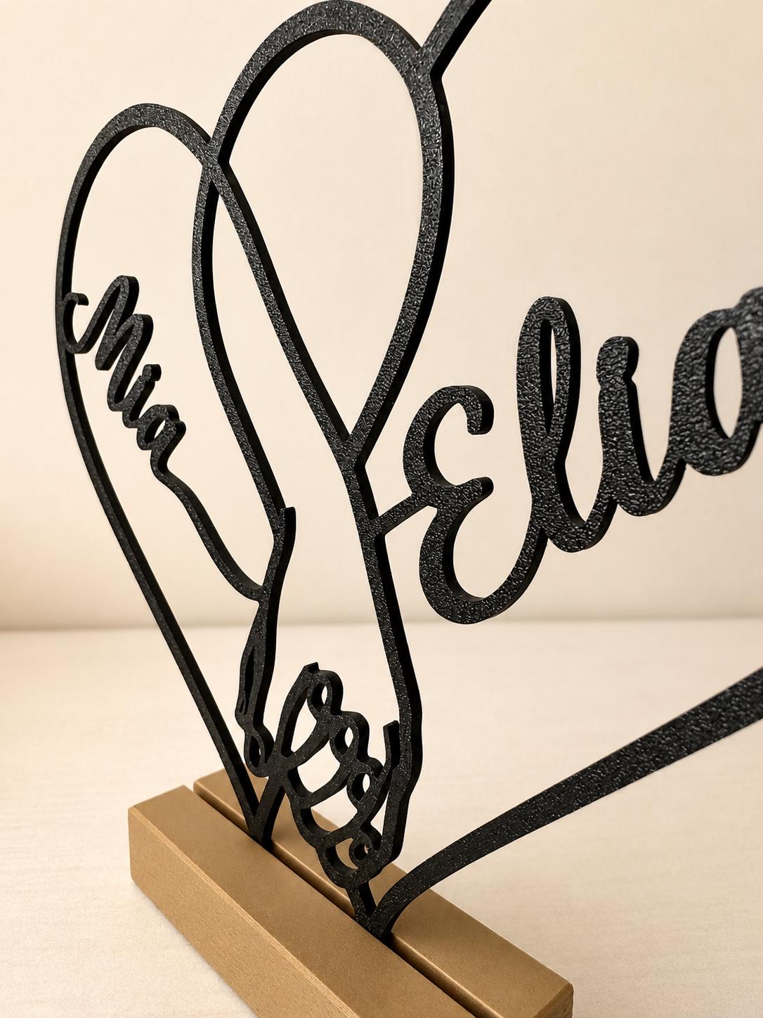 Personalized Line Art Heart Name Stand