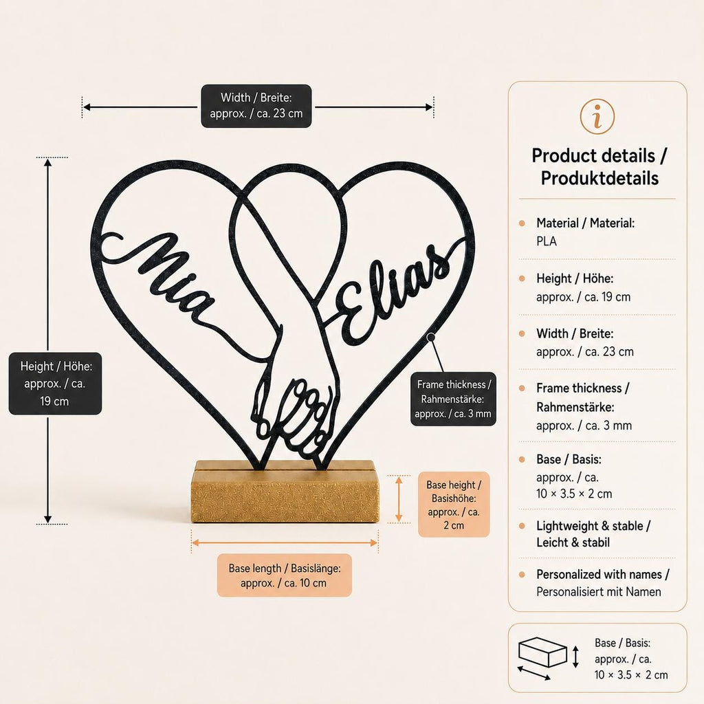 Personalized Heart Couple Name Stand