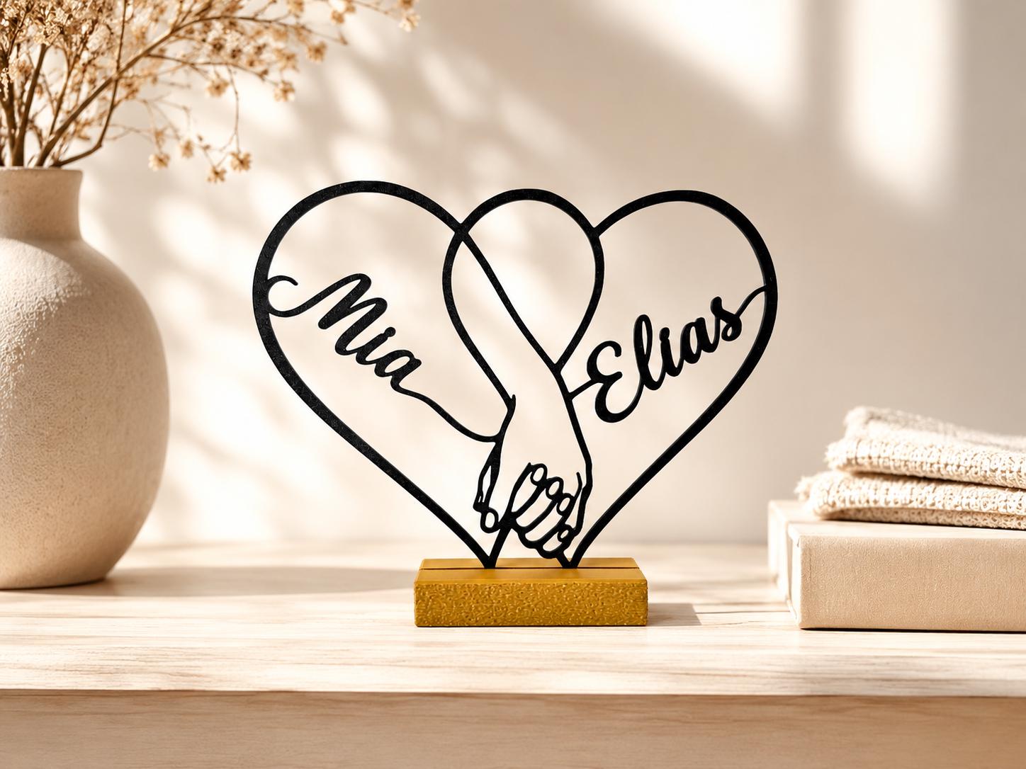 Personalized Open Heart Couple Name Stand – detail view 3