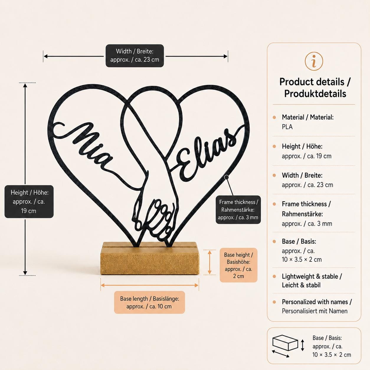 Personalized Anniversary Heart Name Stand