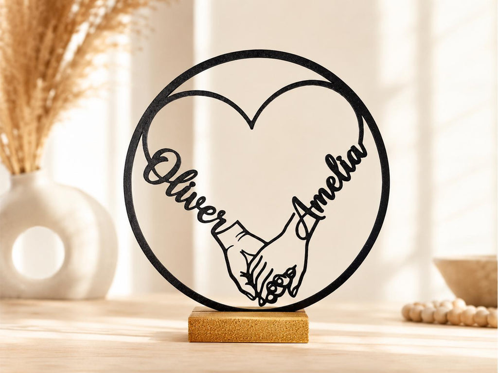 Personalized Round Heart Anniversary Stand