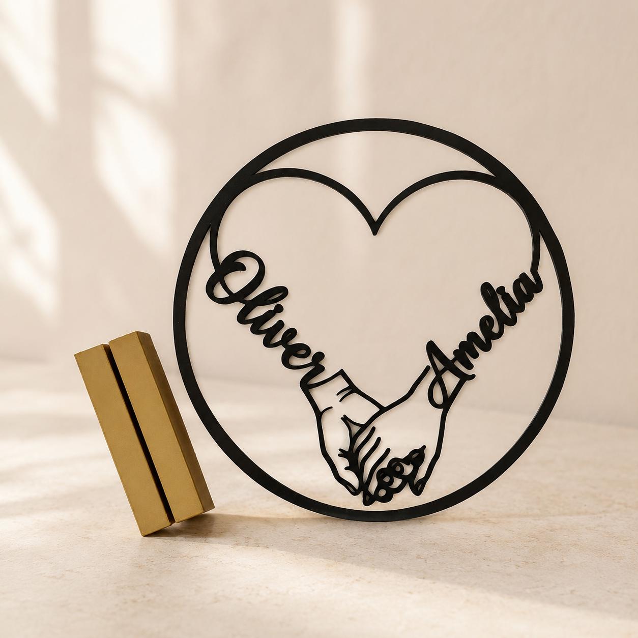 Personalized Round Heart Anniversary Stand