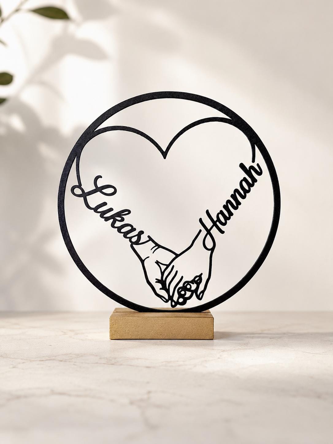 Personalized Round Heart Anniversary Stand
