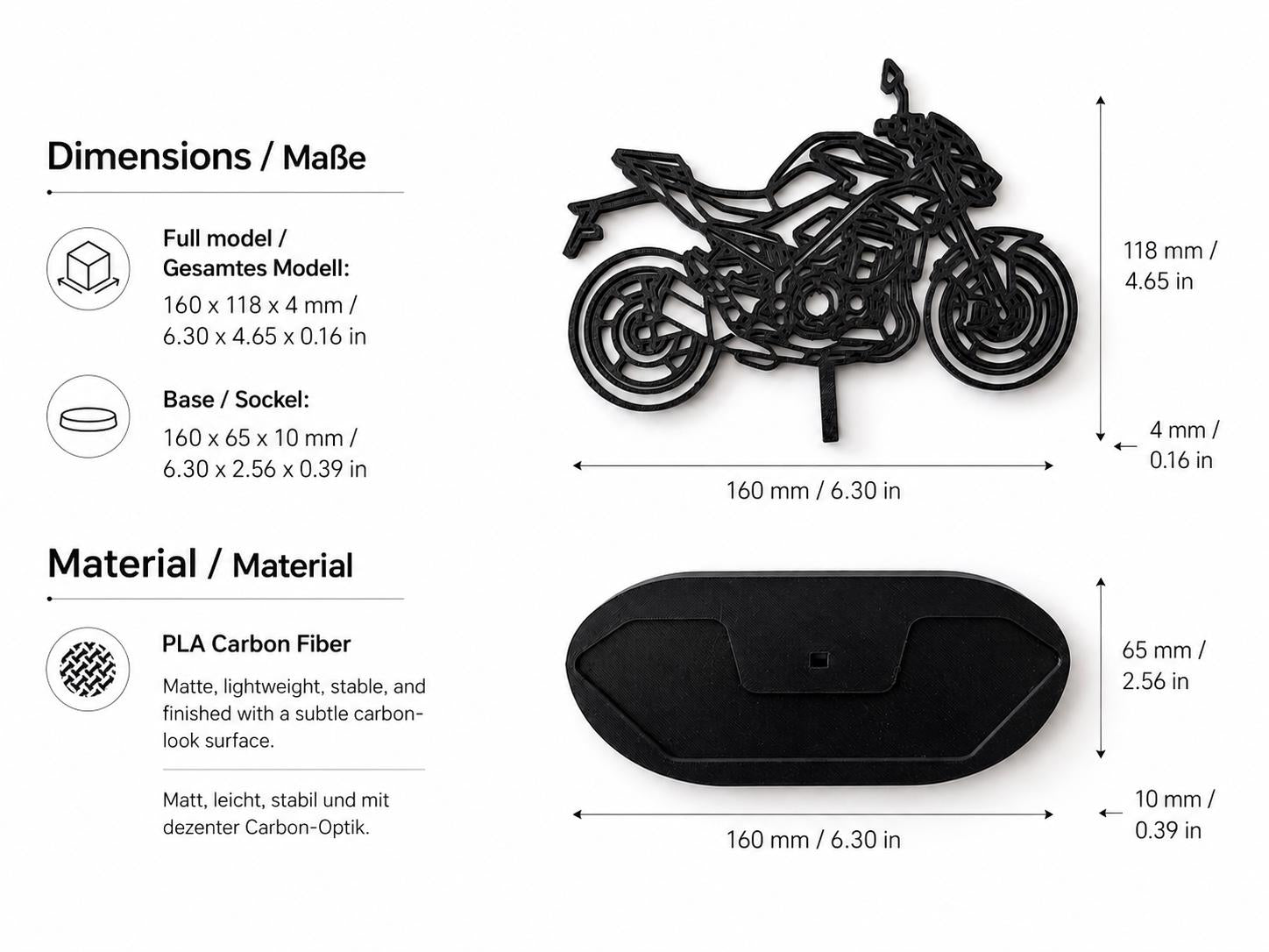 Z900-Style Motorcycle Model in Carbon-Fiber PLA