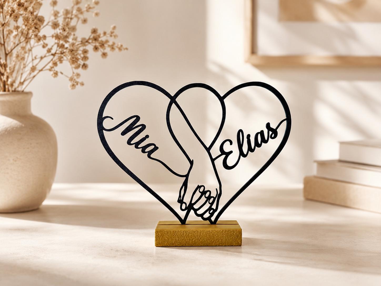 Personalized Heart Couple Name Stand
