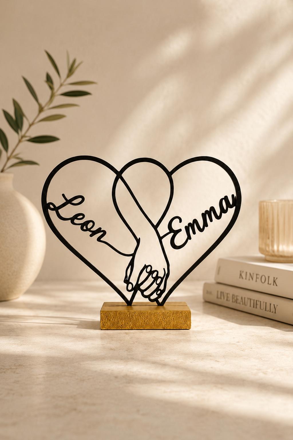 Personalized Heart Couple Name Stand