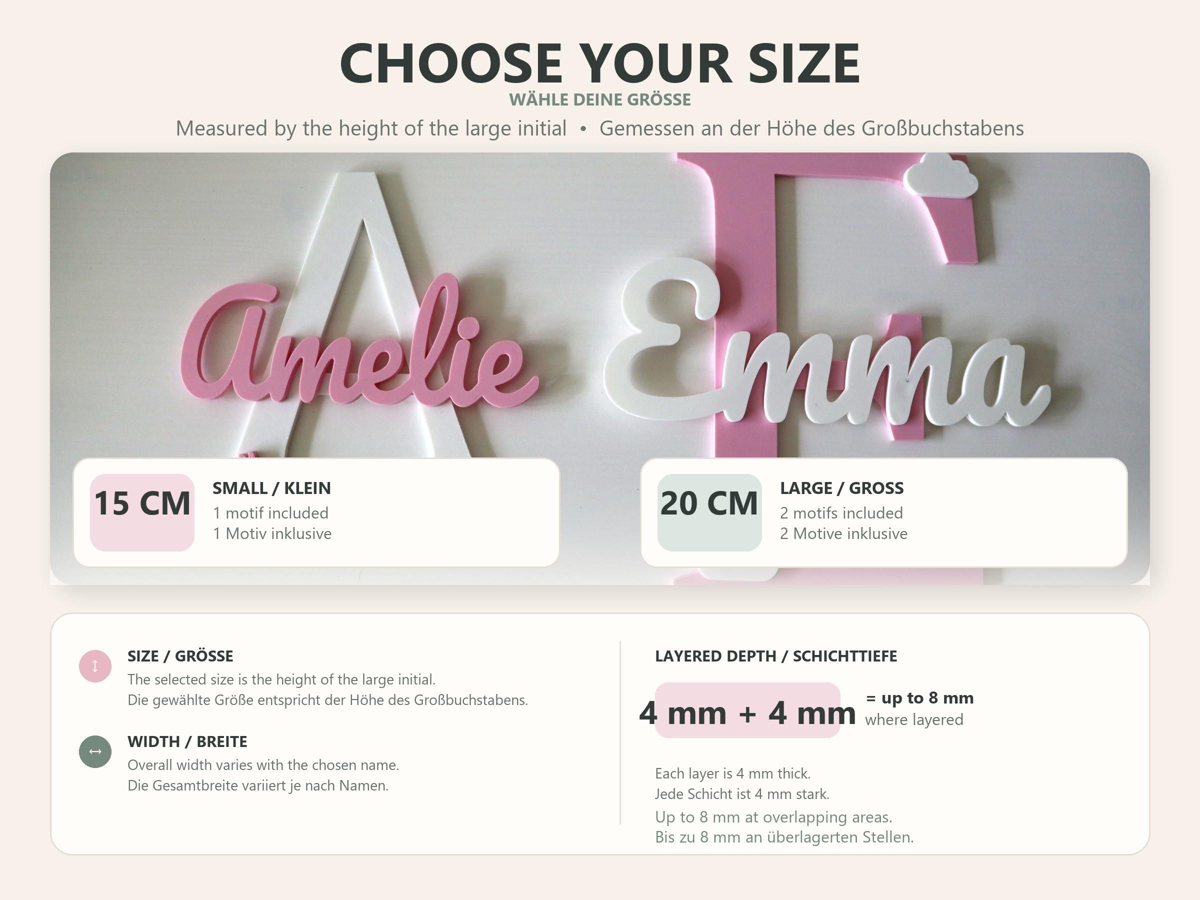 Personalized Layered Initial Name Sign – detail view 5