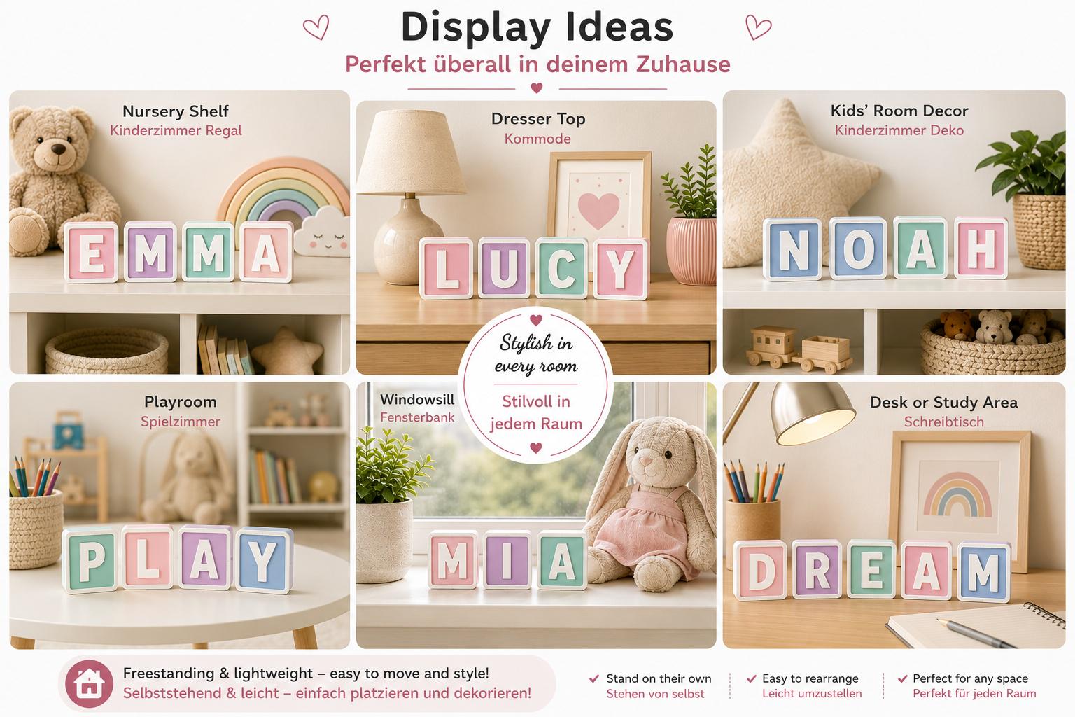 Personalized Freestanding Name Blocks – detail view 9