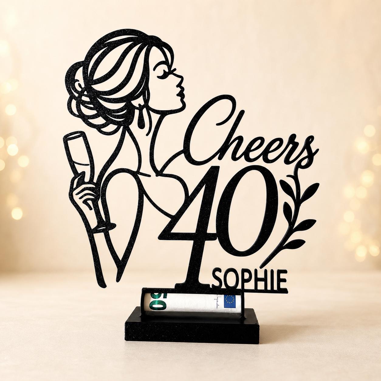 Personalized 40th Birthday Money Holder – detail view 2