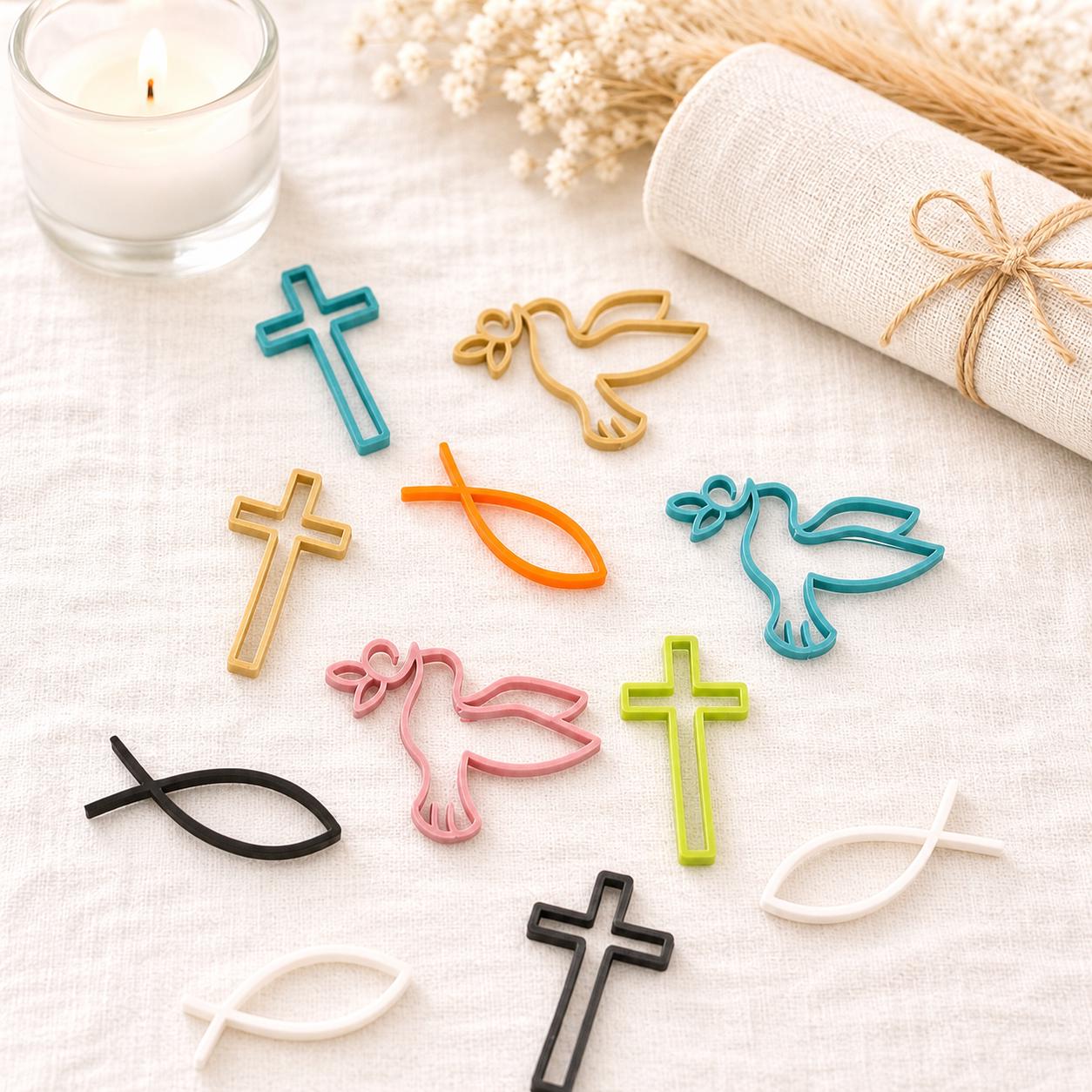 Fish, Dove and Cross Baptism Table Scatter Set