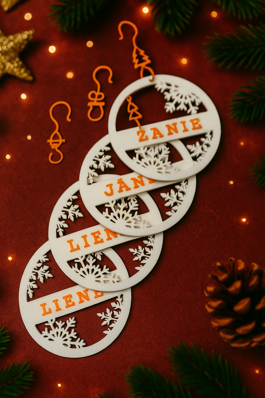 Personalised Snowflake Christmas Ornament with Name – 7 cm, Includes Festive Hook