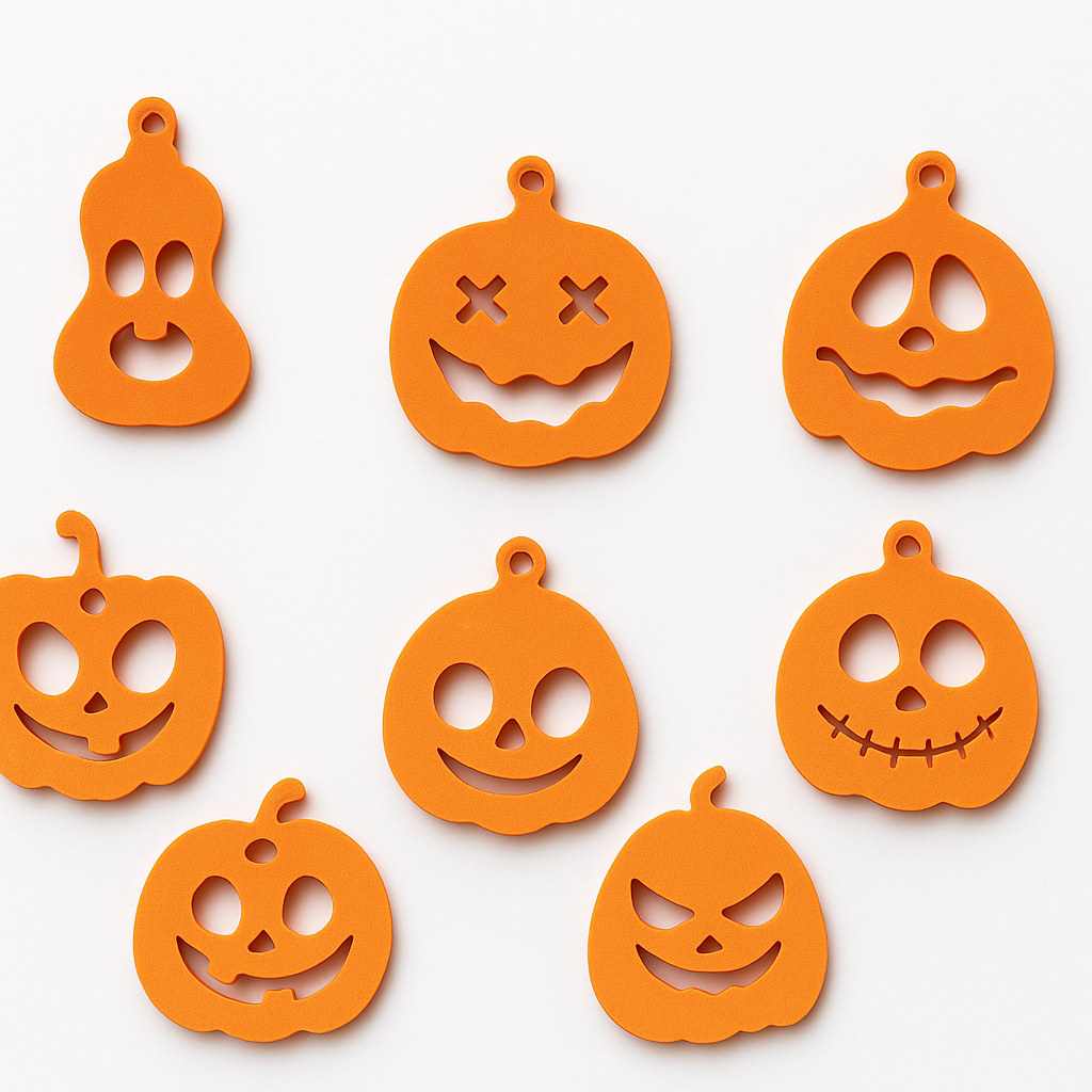 🎃 Halloween Keychains – Set of 8 Jack O’ Lanterns