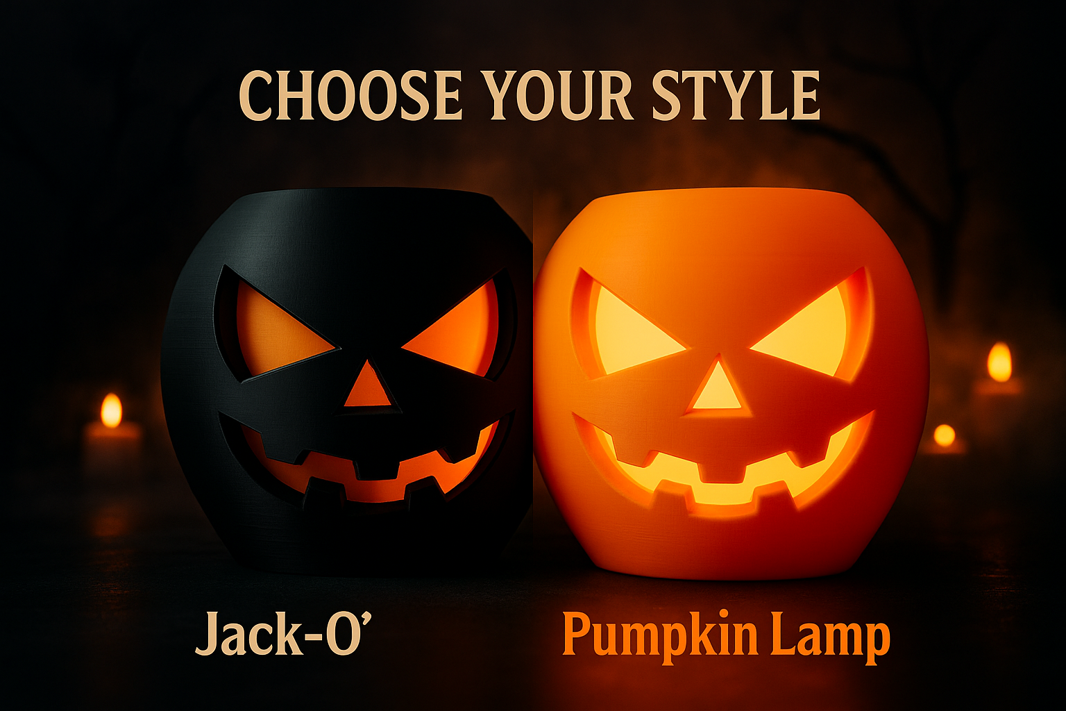🎃 Jack-O’ Pumpkin Mini Lamp – Portable Halloween Light  - Black