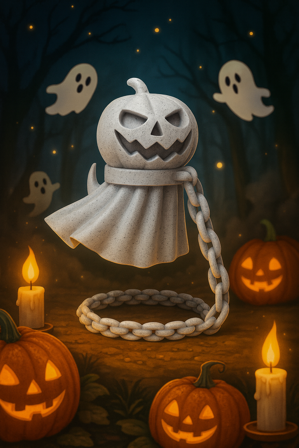 🎃 Pumpkin Ghost Levitating – Halloween Decoration