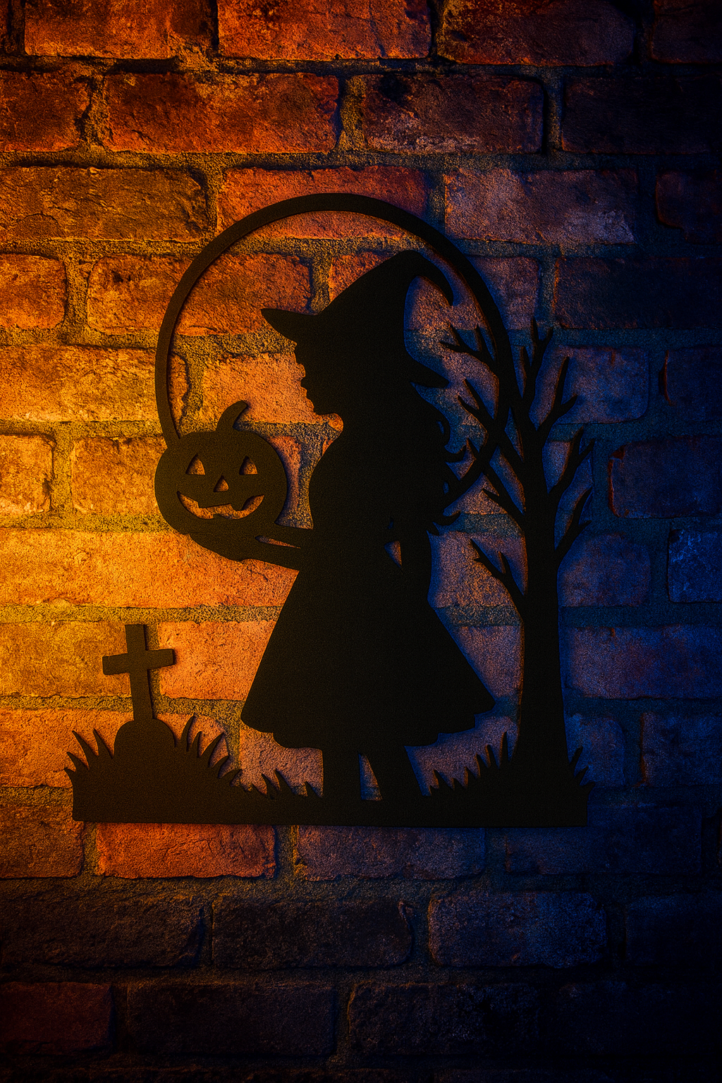 🧙‍♀️ Young Witch with Pumpkin – Halloween Decoration