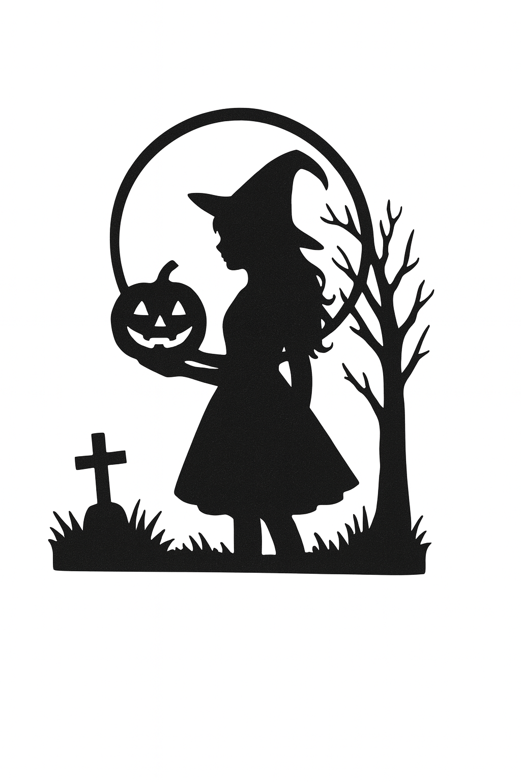 🧙‍♀️ Young Witch with Pumpkin – Halloween Decoration
